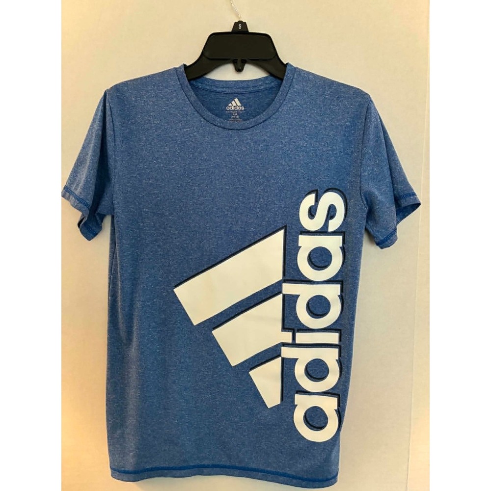 Adidas Youth Large Blue‎ Graphic Logo T Shirt Athletic Short Sleeve Tee